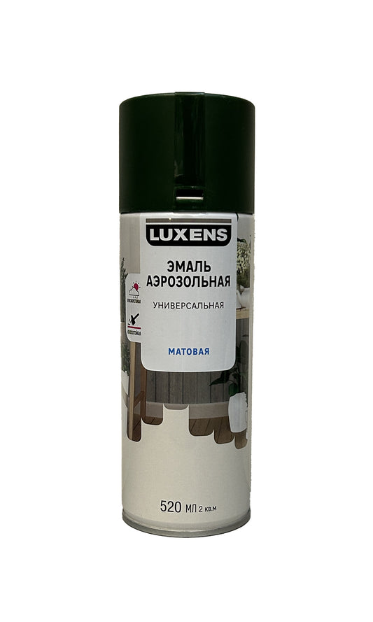 LUX-83237379-M-520 - аэрозольная универсальная  эмаль Luxens, цвет: зелёный мох (RAL 6005), матовый, баллон: 520 мл.