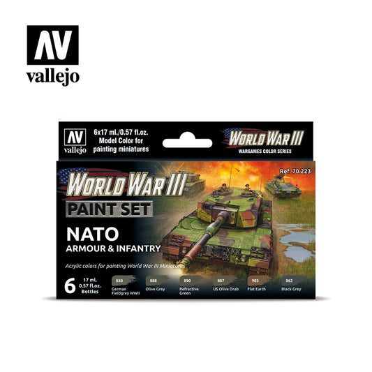 VAL-70223 - набор акриловых красок Model Color Set, цвета бронетанковых и пехотных войск стран НАТО (6 флаконов по 17 мл.)