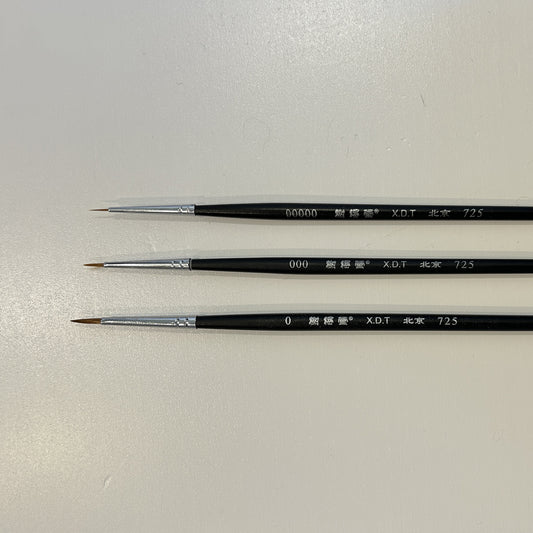 XDT-BRUSH-725-SET-3 - набор профессиональных кистей №725, размеры: 00000, 000, 0
