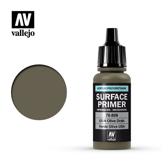 VAL-70608 - полиуретановая грунтовка для пластмассовых и металлических поверхностей темно-оливкового цвета армии США (US Olive Drab), флакон: 17 мл.