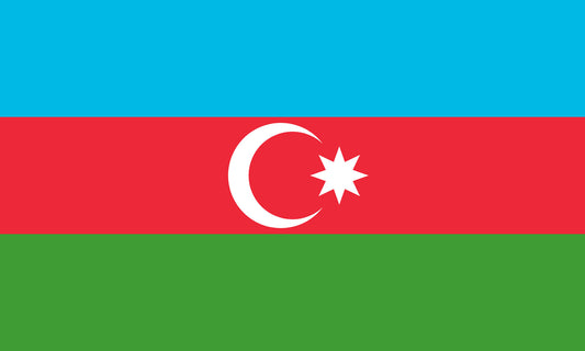 INR-AZR-15x22-1 - государственный флаг Республики Азербайджан, размер: 15х22 см, материал: атлас. Печать с одной стороны. Подставка и шток приобретаются отдельно