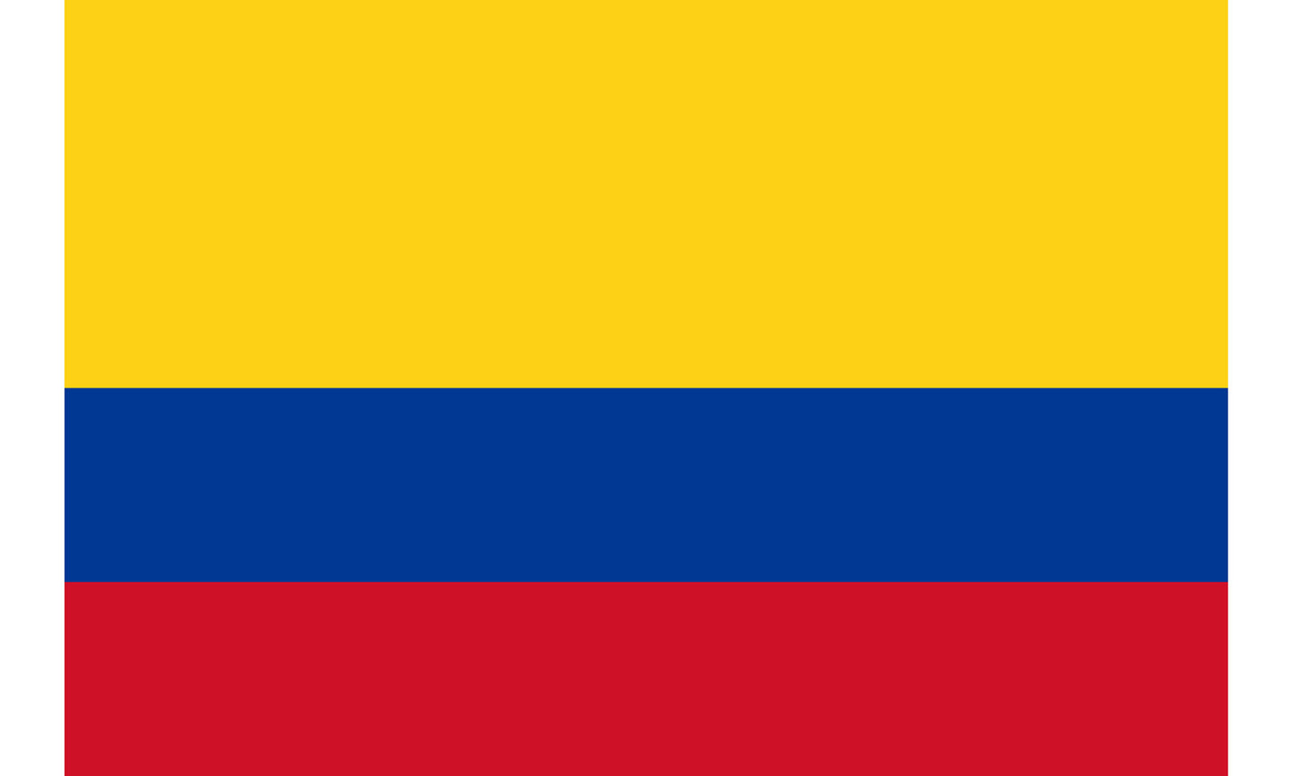 UF-COL-150x90 - флаг Колумбии. Материал флага: полиэстер с бронзовыми кольцами, размер: 90 см х 150 см