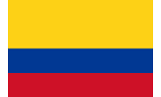 INR-COL-15x22-2 - государственный флаг Колумбии, размер: 15х22 см, материал: атлас. Печать с двух сторон. Подставка и шток приобретаются отдельно