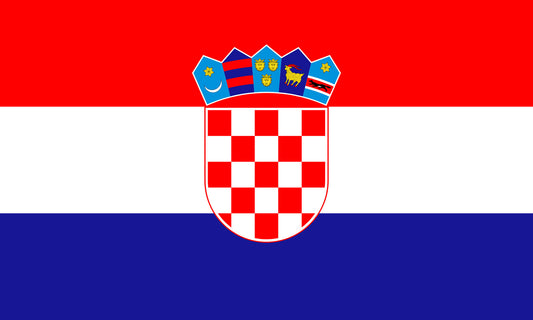 UF-CRO-150x90 - государственный флаг Хорватии. Материал флага: полиэстер с бронзовыми кольцами, размер: 90 см х 150 см