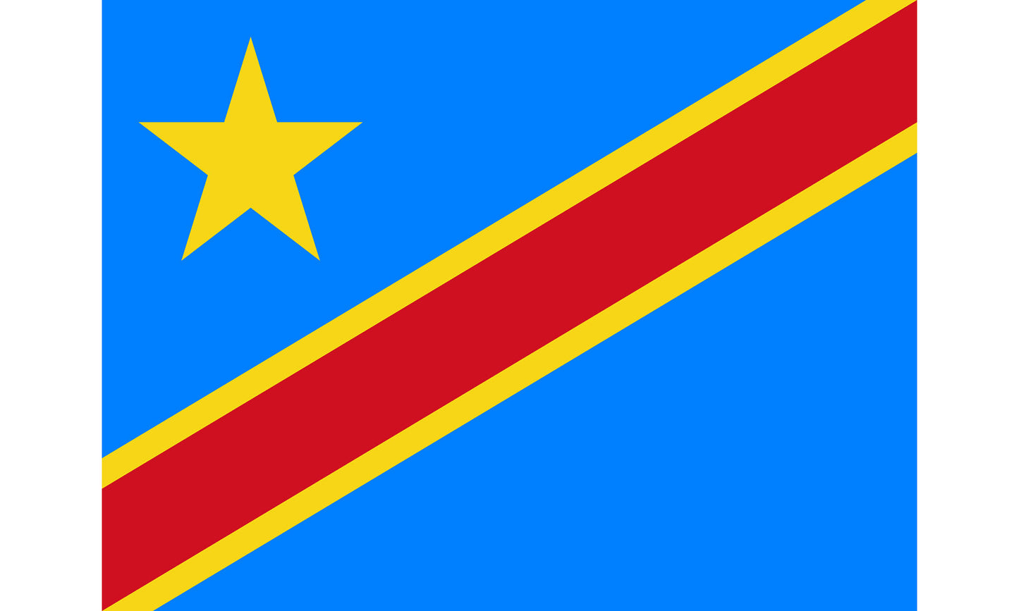 INR-DRC-15x22-2 - государственный флаг Демократической Республики Конго, размер: 15х22 см, материал: атлас. Печать с двух сторон. Подставка и шток приобретаются отдельно