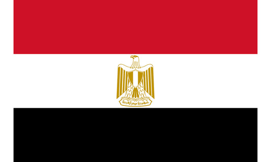 INR-EGT-15x22-2 - государственный флаг Египта, размер: 15х22 см, материал: атлас. Печать с двух сторон. Подставка и шток приобретаются отдельно
