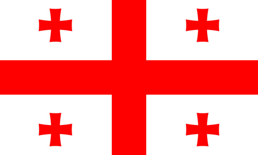 INR-GRU-15x22-2 - государственный флаг Грузии, размер: 15х22 см, материал: атлас. Печать с двух сторон. Подставка и шток приобретаются отдельно