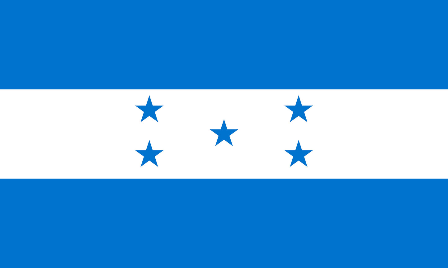 INR-HON-15x22-2 - государственный флаг Гондураса, размер: 15х22 см, материал: атлас. Печать с двух сторон. Подставка и шток приобретаются отдельно