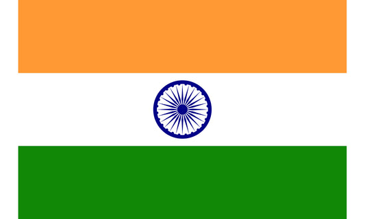 INR-IND-15x22-2 - государственный флаг Индии, размер: 15х22 см, материал: атлас. Печать с двух сторон. Подставка и шток приобретаются отдельно