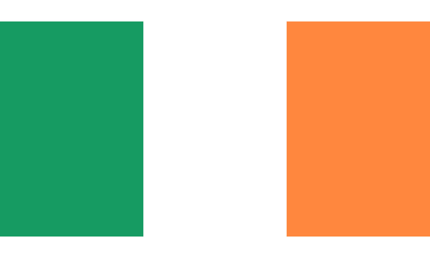 INR-IRE-15x22-2 - государственный флаг Ирландии, размер: 15х22 см, материал: атлас. Печать с двух сторон. Подставка и шток приобретаются отдельно
