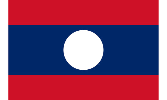 INR-LAO-15x22-2 - государственный флаг Лаоса, размер: 15х22 см, материал: атлас. Печать с двух сторон. Подставка и шток приобретаются отдельно