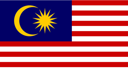 UF-MAL-150x90 - государственный флаг Малайзии. Материал флага: полиэстер с бронзовыми кольцами, размер: 90 см х 150 см