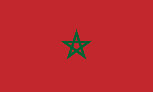 INR-MAR-15x22-2 - государственный флаг Королевства Марокко, размер: 15х22 см, материал: атлас. Печать с двух сторон. Подставка и шток приобретаются отдельно