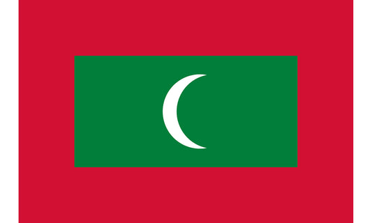 INR-MLD-15x22-2 - государственный флаг Мальди́вской Респу́блики, размер: 15х22 см, материал: атлас. Печать с двух сторон. Подставка и шток приобретаются отдельно