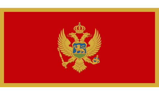 INR-MNR-15x22-2 - государственный флаг Черногории, размер: 15х22 см, материал: атлас. Печать с двух сторон. Подставка и шток приобретаются отдельно