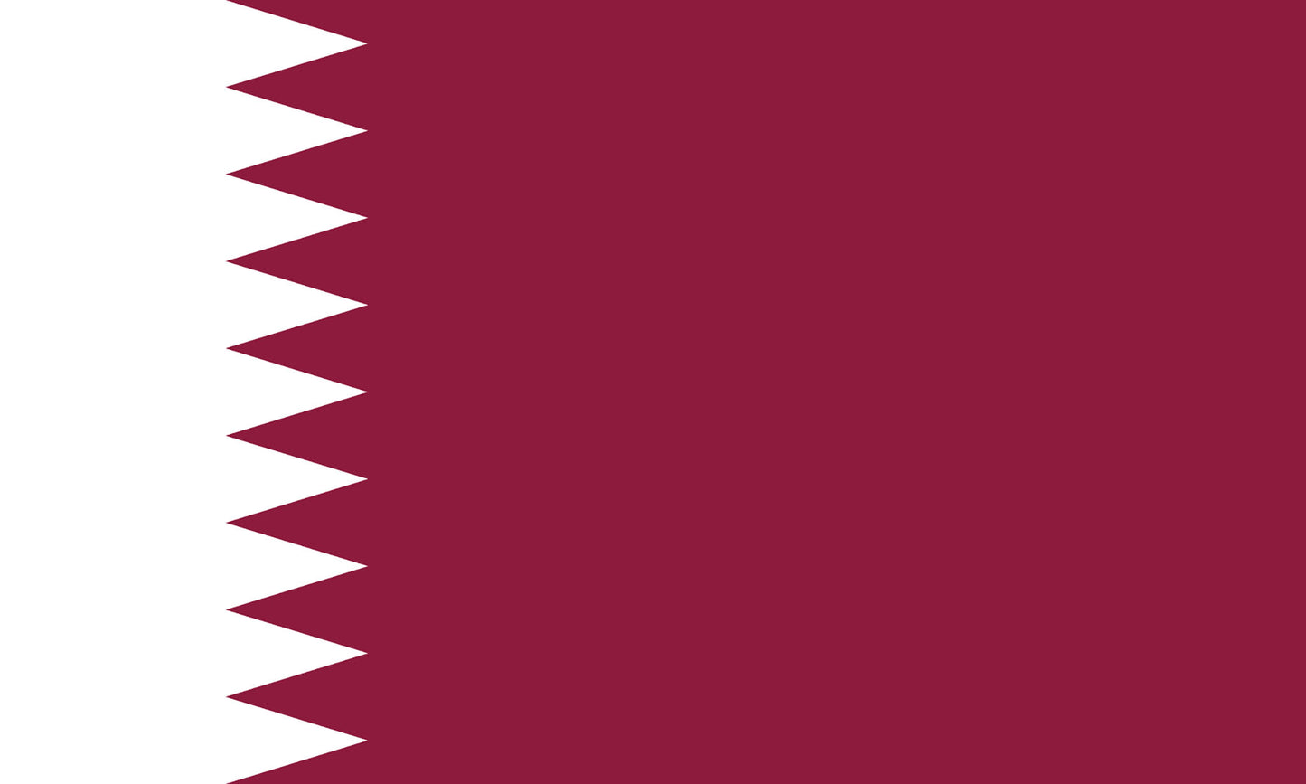 INR-QAT-15x22-2 - государственный флаг Катара, размер: 15х22 см, материал: атлас. Печать с двух сторон. Подставка и шток приобретаются отдельно
