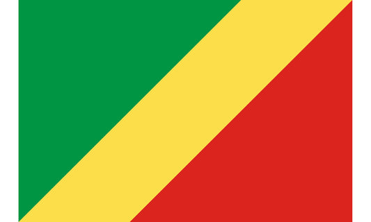 INR-ROC-15x22-2 - государственный флаг Республики Конго, размер: 15х22 см, материал: атлас. Печать с двух сторон. Подставка и шток приобретаются отдельно