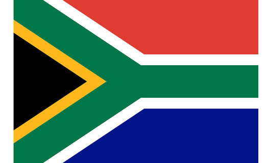 INR-SAF-15x22-2 - государственный флаг Южно-Африканской Республики, размер: 15х22 см, материал: атлас. Печать с двух сторон. Подставка и шток приобретаются отдельно