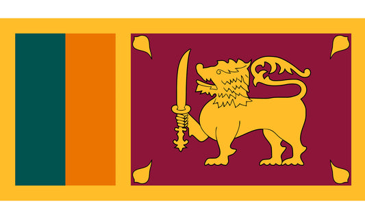 INR-SLN-15x22-2 - государственный флаг Шри-Ланки, размер: 15х22 см, материал: атлас. Печать с двух сторон. Подставка и шток приобретаются отдельно