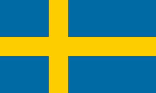 INR-SWE-15x22-2 - государственный флаг Швеции, размер: 15х22 см, материал: атлас. Печать с двух сторон. Подставка и шток приобретаются отдельно