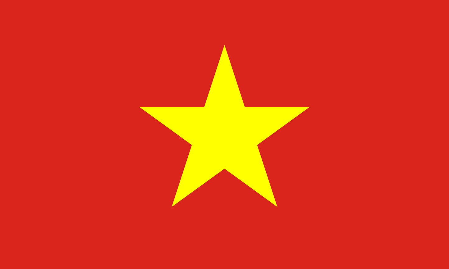 INR-VET-15x22-2 - государственный флаг Вьетнама, размер: 15х22 см, материал: атлас. Печать с двух сторон. Подставка и шток приобретаются отдельно