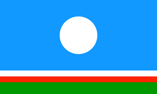 INR-YAK-15x22-2 - флаг Республики Саха (Якутии), размер: 15х22 см, материал: атлас. Печать с двух сторон. Подставка и шток приобретаются отдельно