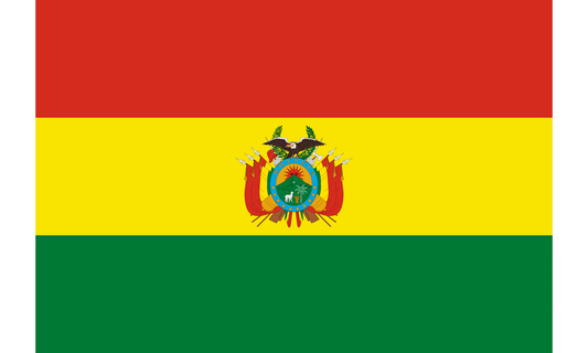 INR-BOL-15x22-2 - государственный флаг Боливии, размер: 15х22 см, материал: атлас. Печать с двух сторон. Подставка и шток приобретаются отдельно