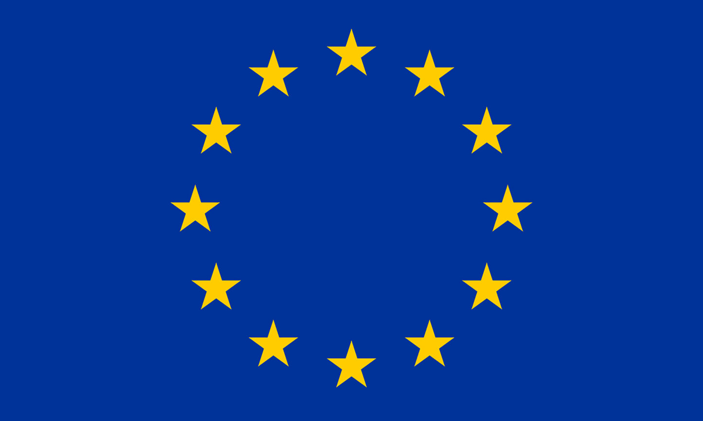 INR-EUR-15x22-2 - государственный флаг Евросоюза, размер: 15х22 см, материал: атлас. Печать с двух сторон. Подставка и шток приобретаются отдельно