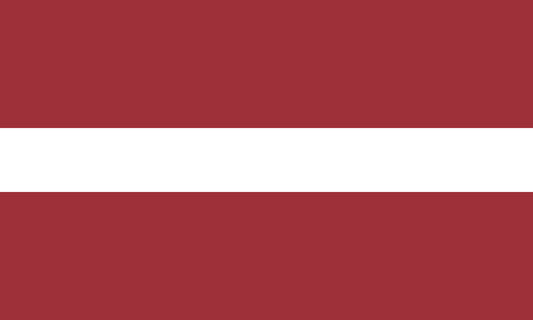 INR-LAT-15x22-2 - государственный флаг Латвии, размер: 15х22 см, материал: атлас. Печать с двух сторон. Подставка и шток приобретаются отдельно