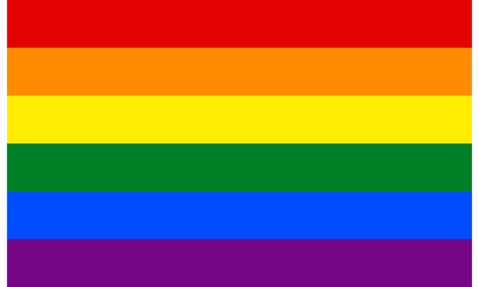 INR-LGB-15x22-2 - государственный флаг ЛГБТ, размер: 15х22 см, материал: атлас. Печать с двух сторон. Подставка и шток приобретаются отдельно