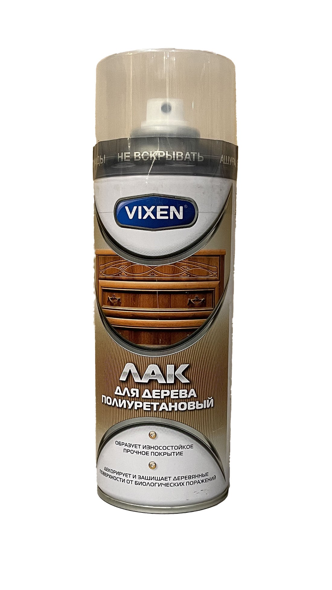VX-24005 - лак аэрозольный Vixen для дерева прозрачный, баллон: 500 мл